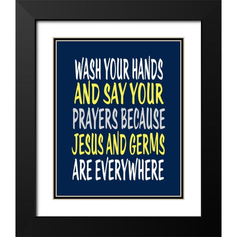 Wash Your Hands Jesus Black Modern Wood Framed Art Print with Double Matting by Robinson, Tamara