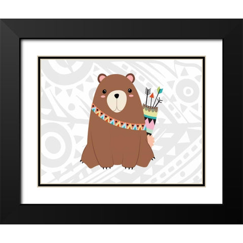 Tribal Bear Black Modern Wood Framed Art Print with Double Matting by Robinson, Tamara