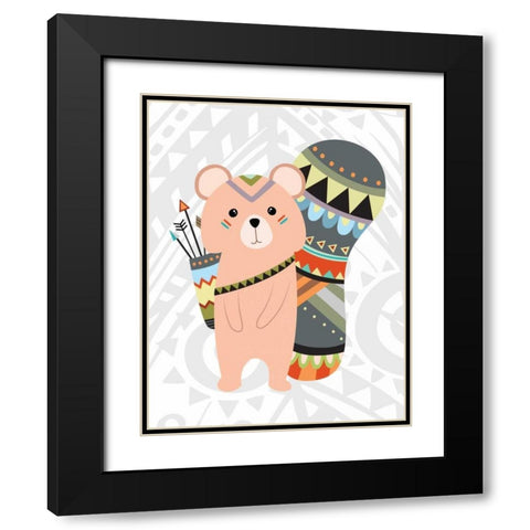 Tribal Squirrel Black Modern Wood Framed Art Print with Double Matting by Robinson, Tamara