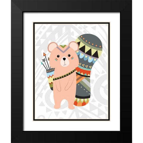 Tribal Squirrel Black Modern Wood Framed Art Print with Double Matting by Robinson, Tamara