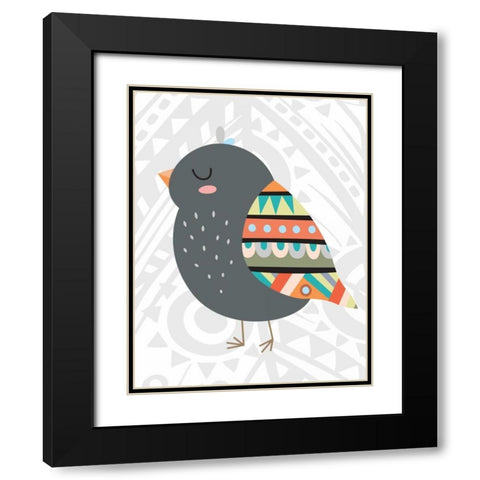 Tribal Bird Black Modern Wood Framed Art Print with Double Matting by Robinson, Tamara