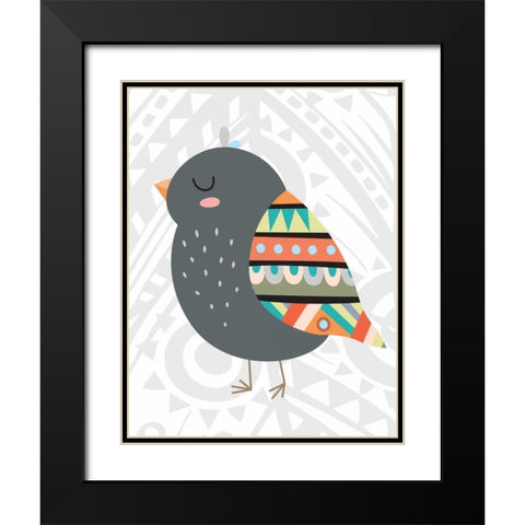 Tribal Bird Black Modern Wood Framed Art Print with Double Matting by Robinson, Tamara