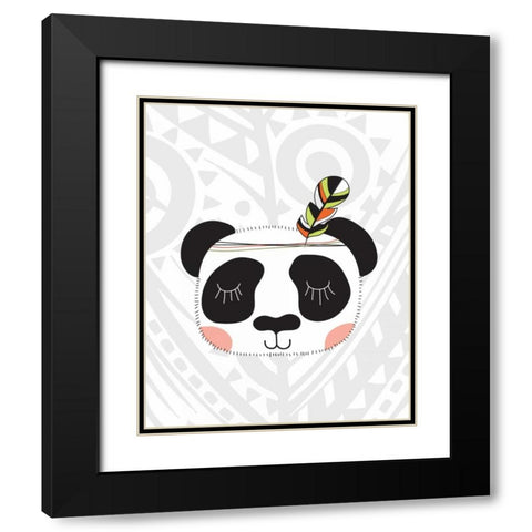 Tribal Panda Black Modern Wood Framed Art Print with Double Matting by Robinson, Tamara