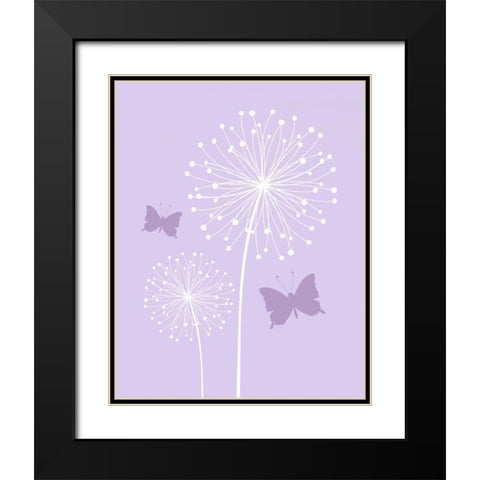 Butterfly Dandelion Black Modern Wood Framed Art Print with Double Matting by Robinson, Tamara