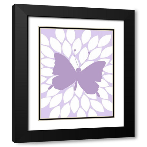 Butterfly Flower Black Modern Wood Framed Art Print with Double Matting by Robinson, Tamara