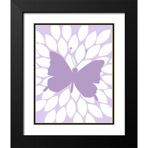 Butterfly Flower Black Modern Wood Framed Art Print with Double Matting by Robinson, Tamara