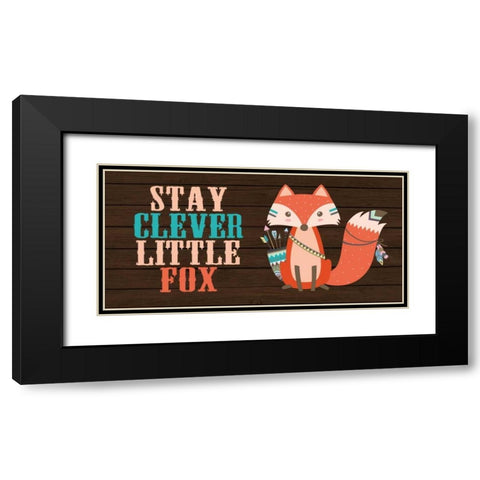 Stay Clever Little Fox Black Modern Wood Framed Art Print with Double Matting by Robinson, Tamara