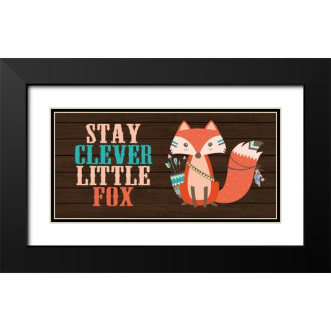 Stay Clever Little Fox Black Modern Wood Framed Art Print with Double Matting by Robinson, Tamara