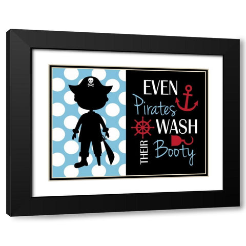 Pirate Bathroom Black Modern Wood Framed Art Print with Double Matting by Robinson, Tamara