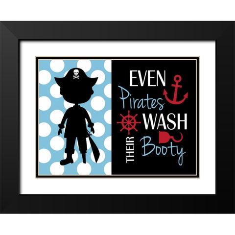 Pirate Bathroom Black Modern Wood Framed Art Print with Double Matting by Robinson, Tamara