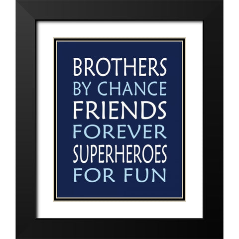 Brothers Superhero Black Modern Wood Framed Art Print with Double Matting by Robinson, Tamara