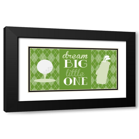 Golf Dream Big Green Black Modern Wood Framed Art Print with Double Matting by Robinson, Tamara