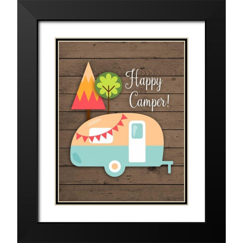 Happy Camper Black Modern Wood Framed Art Print with Double Matting by Robinson, Tamara