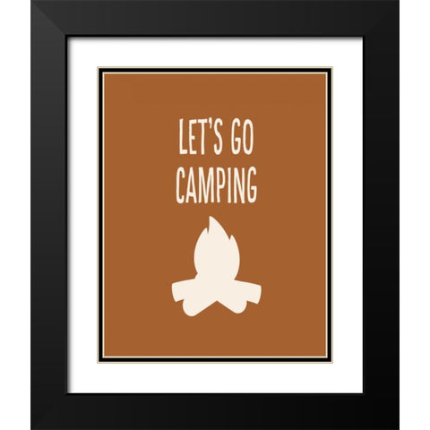 Lets Go Camping Black Modern Wood Framed Art Print with Double Matting by Robinson, Tamara