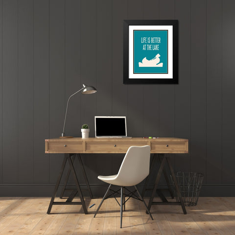 Life is Better at the Lake Black Modern Wood Framed Art Print with Double Matting by Robinson, Tamara