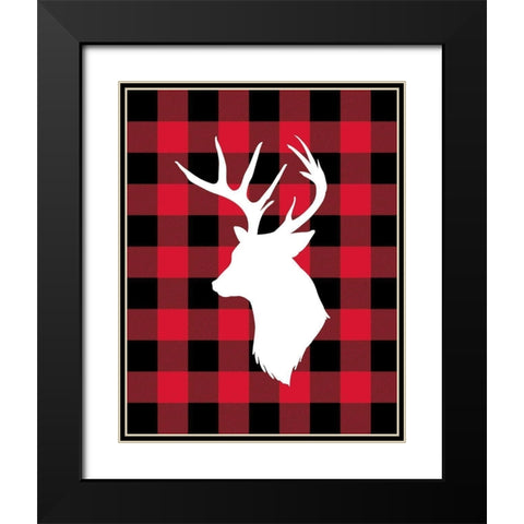 Deer Lumberjack Black Modern Wood Framed Art Print with Double Matting by Robinson, Tamara