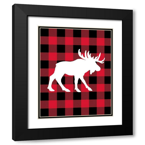 Moose Lumberjack Black Modern Wood Framed Art Print with Double Matting by Robinson, Tamara
