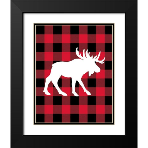 Moose Lumberjack Black Modern Wood Framed Art Print with Double Matting by Robinson, Tamara