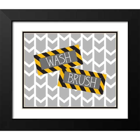 Construction Wash Brush Black Modern Wood Framed Art Print with Double Matting by Robinson, Tamara