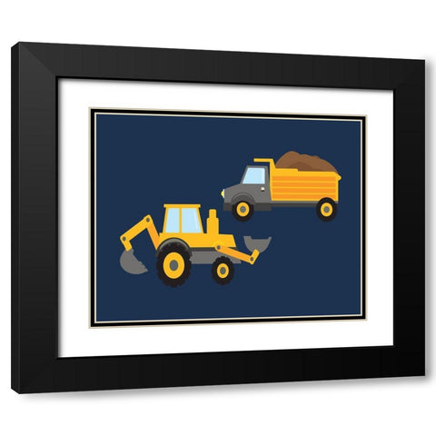 Construction Wash Brush Trucks Black Modern Wood Framed Art Print with Double Matting by Robinson, Tamara