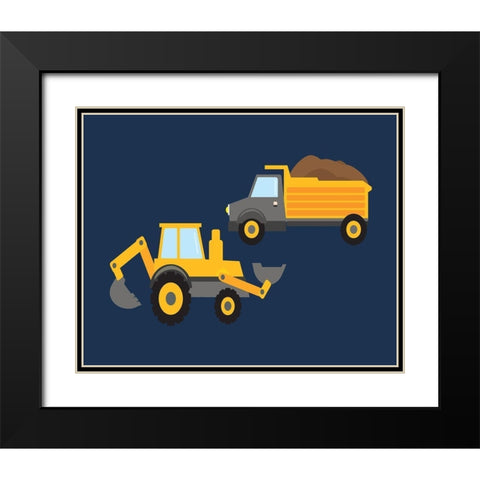 Construction Wash Brush Trucks Black Modern Wood Framed Art Print with Double Matting by Robinson, Tamara