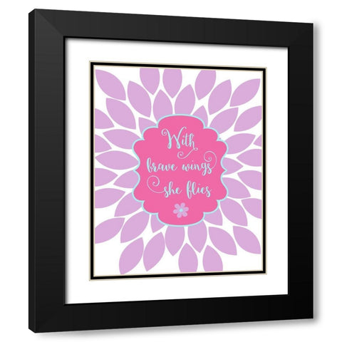 Bird Floral Quote Black Modern Wood Framed Art Print with Double Matting by Robinson, Tamara