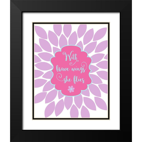 Bird Floral Quote Black Modern Wood Framed Art Print with Double Matting by Robinson, Tamara