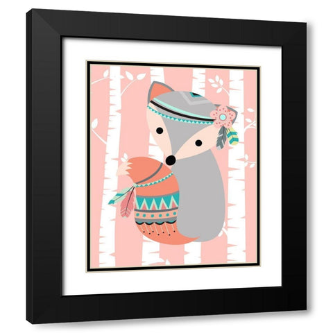 Tribal Fox Girl I Black Modern Wood Framed Art Print with Double Matting by Robinson, Tamara