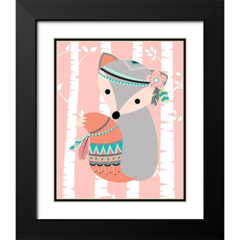 Tribal Fox Girl I Black Modern Wood Framed Art Print with Double Matting by Robinson, Tamara