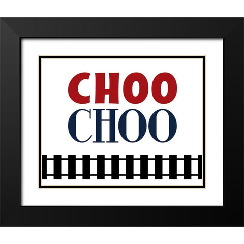 Choo Choo Black Modern Wood Framed Art Print with Double Matting by Robinson, Tamara