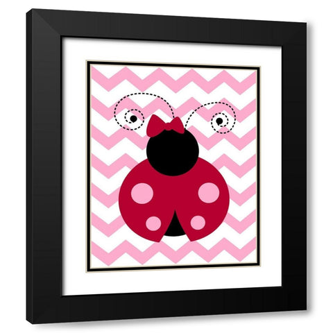 Ladybug Chevron Black Modern Wood Framed Art Print with Double Matting by Robinson, Tamara