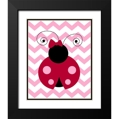 Ladybug Chevron Black Modern Wood Framed Art Print with Double Matting by Robinson, Tamara