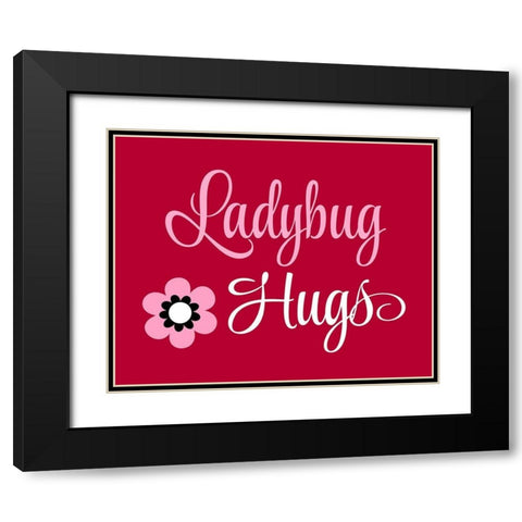 Ladybug Hugs Black Modern Wood Framed Art Print with Double Matting by Robinson, Tamara