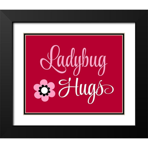 Ladybug Hugs Black Modern Wood Framed Art Print with Double Matting by Robinson, Tamara