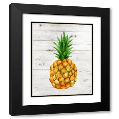 Pineapple Black Modern Wood Framed Art Print with Double Matting by Robinson, Tamara