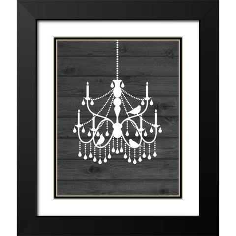 Chandelier Bird II Black Modern Wood Framed Art Print with Double Matting by Robinson, Tamara