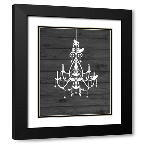 Chandelier Bird III Black Modern Wood Framed Art Print with Double Matting by Robinson, Tamara