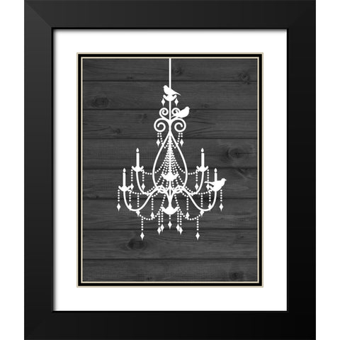 Chandelier Bird III Black Modern Wood Framed Art Print with Double Matting by Robinson, Tamara