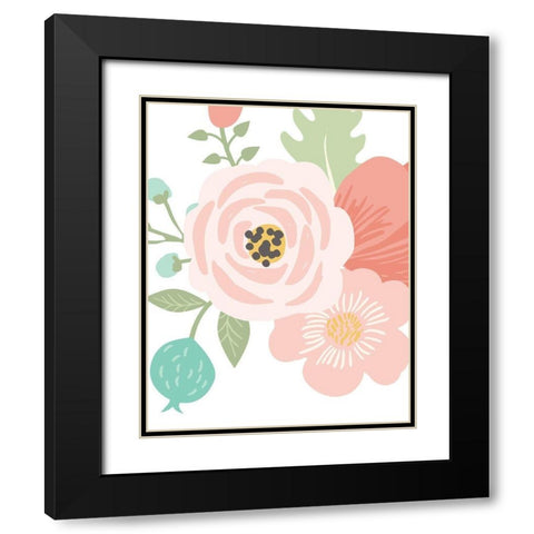Pastel Floral Bouquet I Black Modern Wood Framed Art Print with Double Matting by Robinson, Tamara