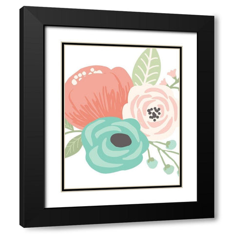 Pastel Floral Bouquet II Black Modern Wood Framed Art Print with Double Matting by Robinson, Tamara
