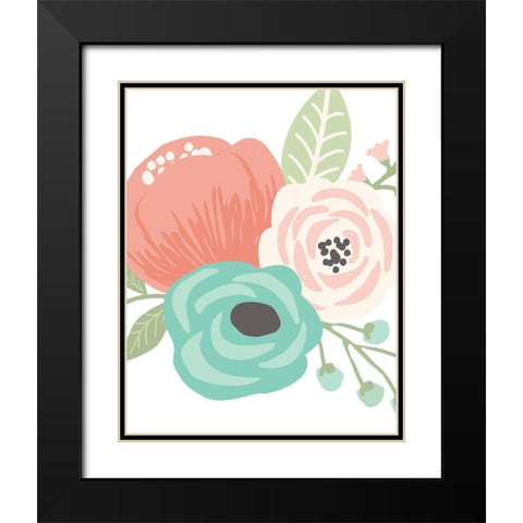 Pastel Floral Bouquet II Black Modern Wood Framed Art Print with Double Matting by Robinson, Tamara