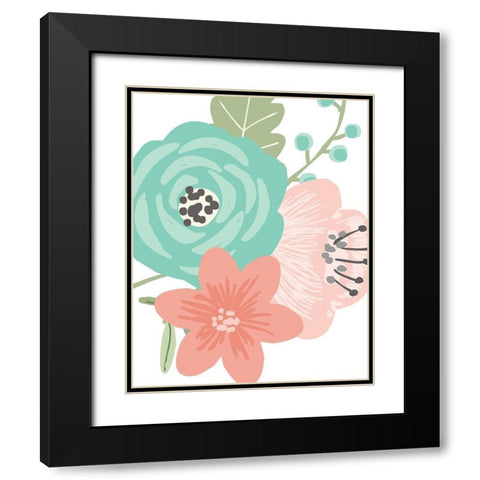 Pastel Floral Bouquet III Black Modern Wood Framed Art Print with Double Matting by Robinson, Tamara