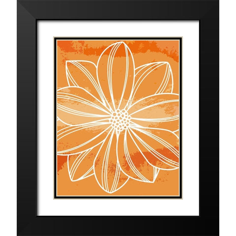 Flower Outline II Black Modern Wood Framed Art Print with Double Matting by Robinson, Tamara