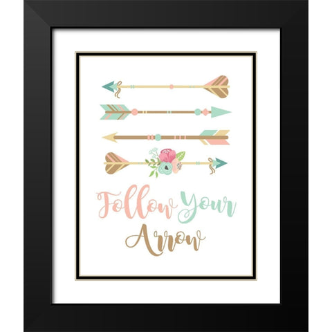 Follow Your Arrow Boho Black Modern Wood Framed Art Print with Double Matting by Robinson, Tamara