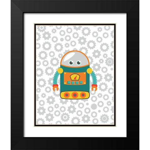 Robot II Black Modern Wood Framed Art Print with Double Matting by Robinson, Tamara