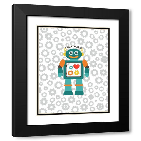 Robot V Black Modern Wood Framed Art Print with Double Matting by Robinson, Tamara