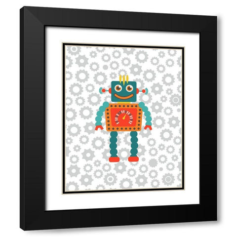 Robot VI Black Modern Wood Framed Art Print with Double Matting by Robinson, Tamara