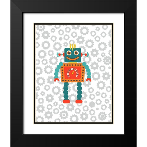 Robot VI Black Modern Wood Framed Art Print with Double Matting by Robinson, Tamara
