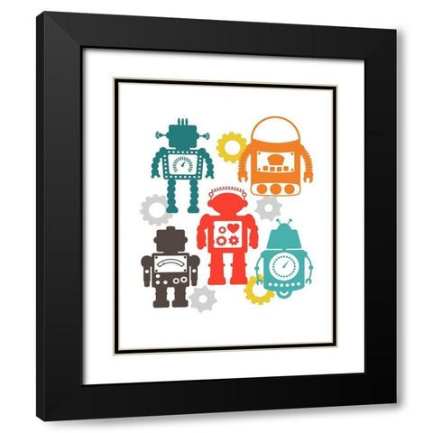 Robot Combo Black Modern Wood Framed Art Print with Double Matting by Robinson, Tamara