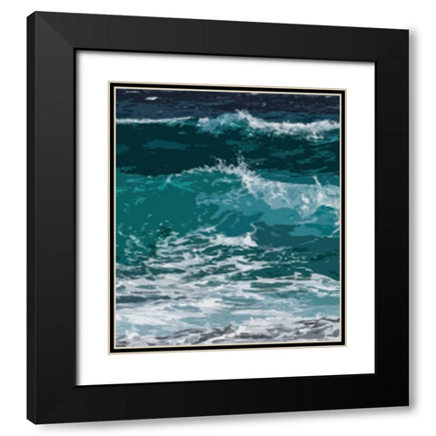 Ocean Waves I Black Modern Wood Framed Art Print with Double Matting by Robinson, Tamara